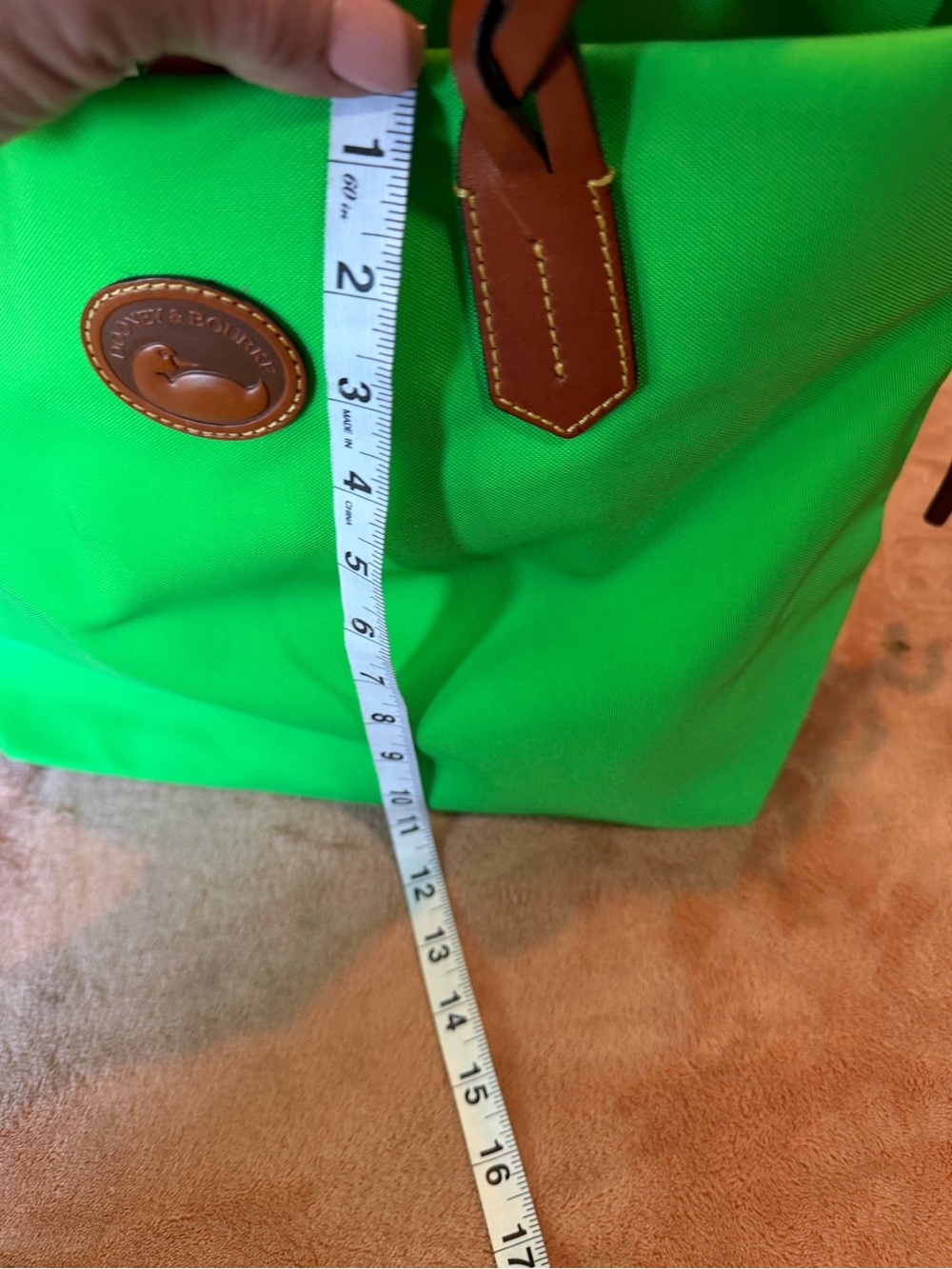 Dooney & Bourke Green Tote with Brown Leather Handles - Picture 7 of 9